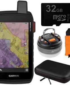 Garmin 010-02347-00 Montana 750i Rugged GPS Navigator with inReach & 8MP Camera Bundle with Floating Foam Wrist Strap, Hard Shell EVA 10-in Case, LED Brite-Nite Dome Lantern Flashlight and 32GB Card