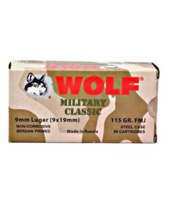WOLF MILITARY CLASSIC 9MM LUGER 115 GRAIN FMJ 50 Rounds